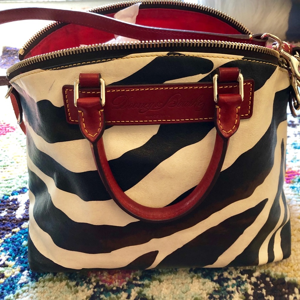 Dooney & Bourne Red Leather Zebra Satchel EUC